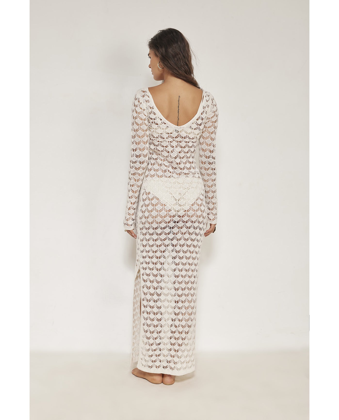 Rama Open Back Crochet Maxi Dress Cover-Up-Beige