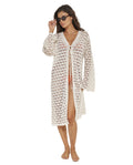 Rama Crochet Front Tie Robe Cover-Up-Beige