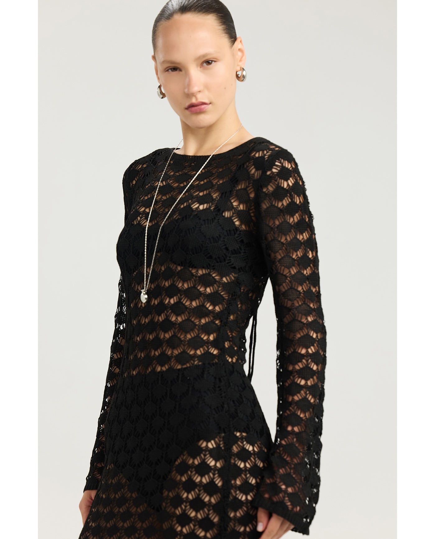 Rama Open Back Crochet Maxi Dress Cover-Up-Black