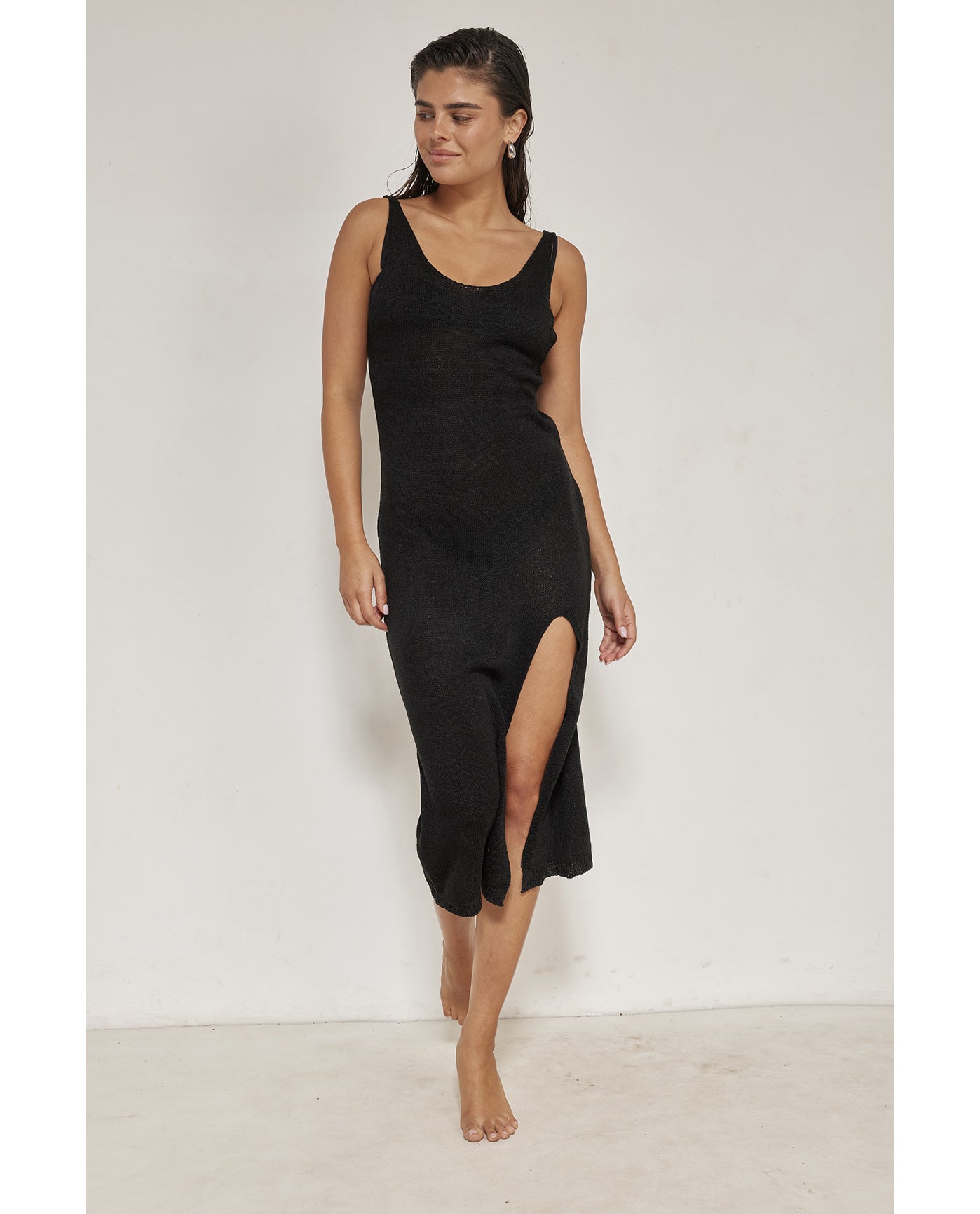 Naama Sleeveless Crochet Dress Cover-Up-Black