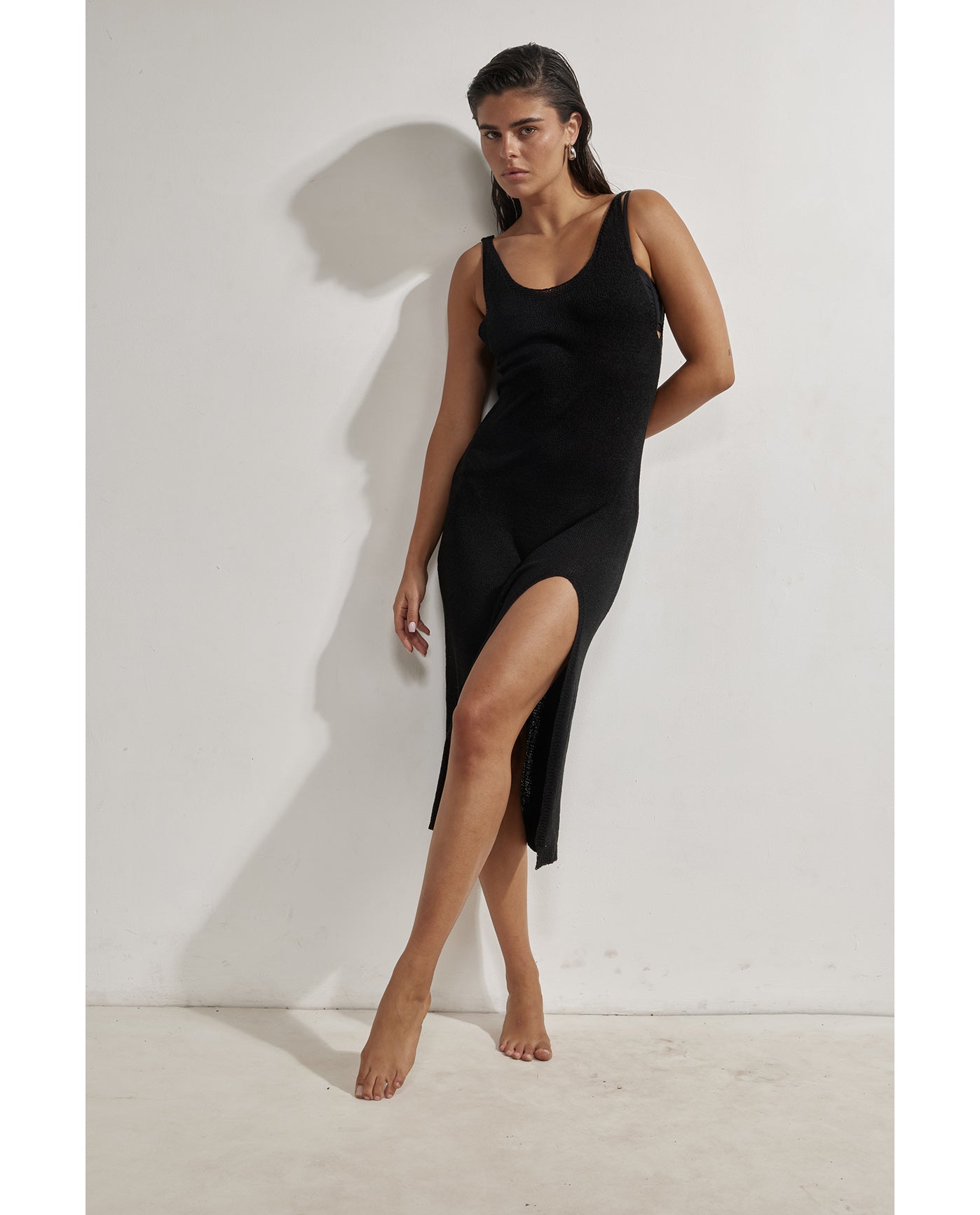 Naama Sleeveless Crochet Dress Cover-Up-Black