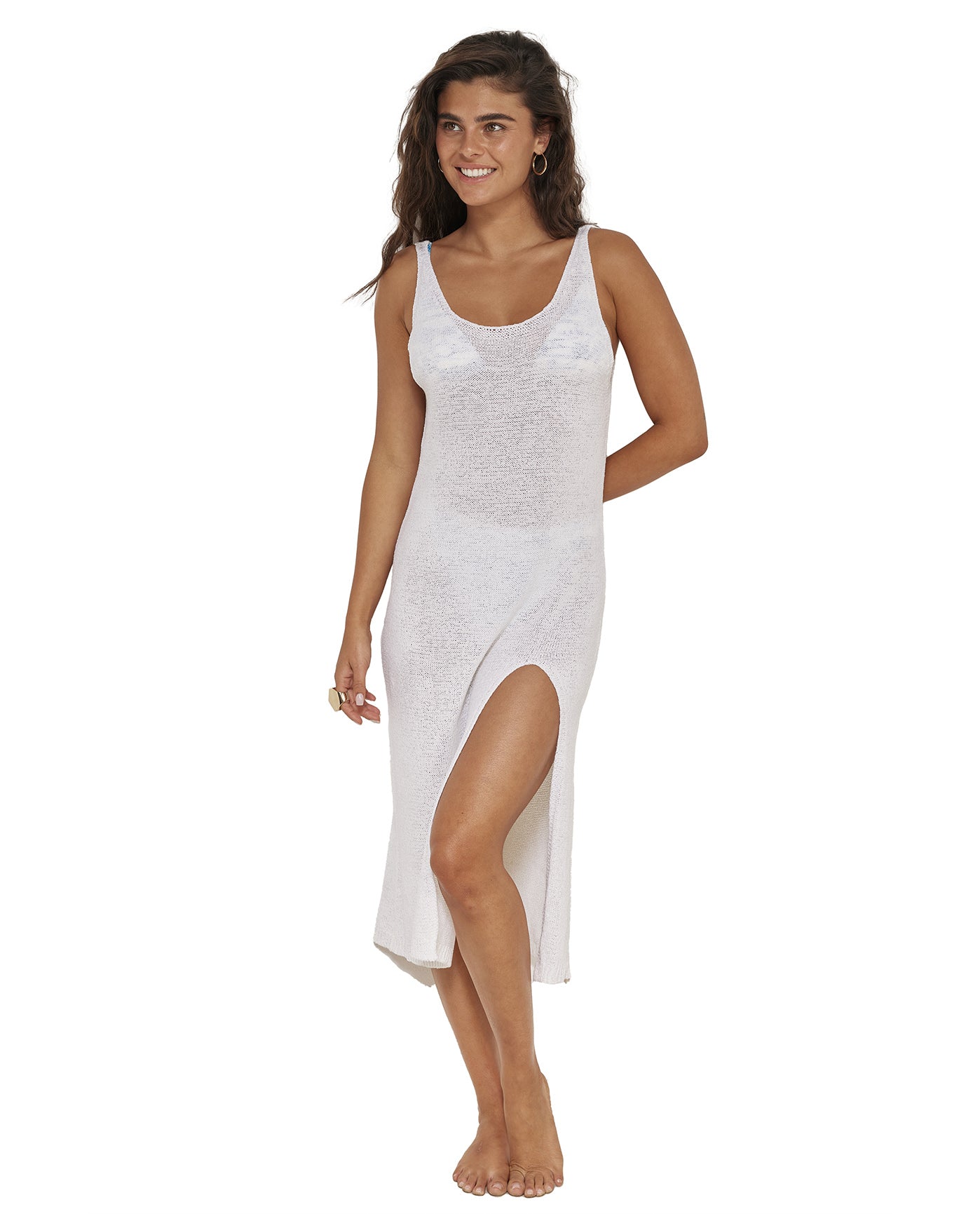 Naama Sleeveless Crochet Dress Cover-Up-White