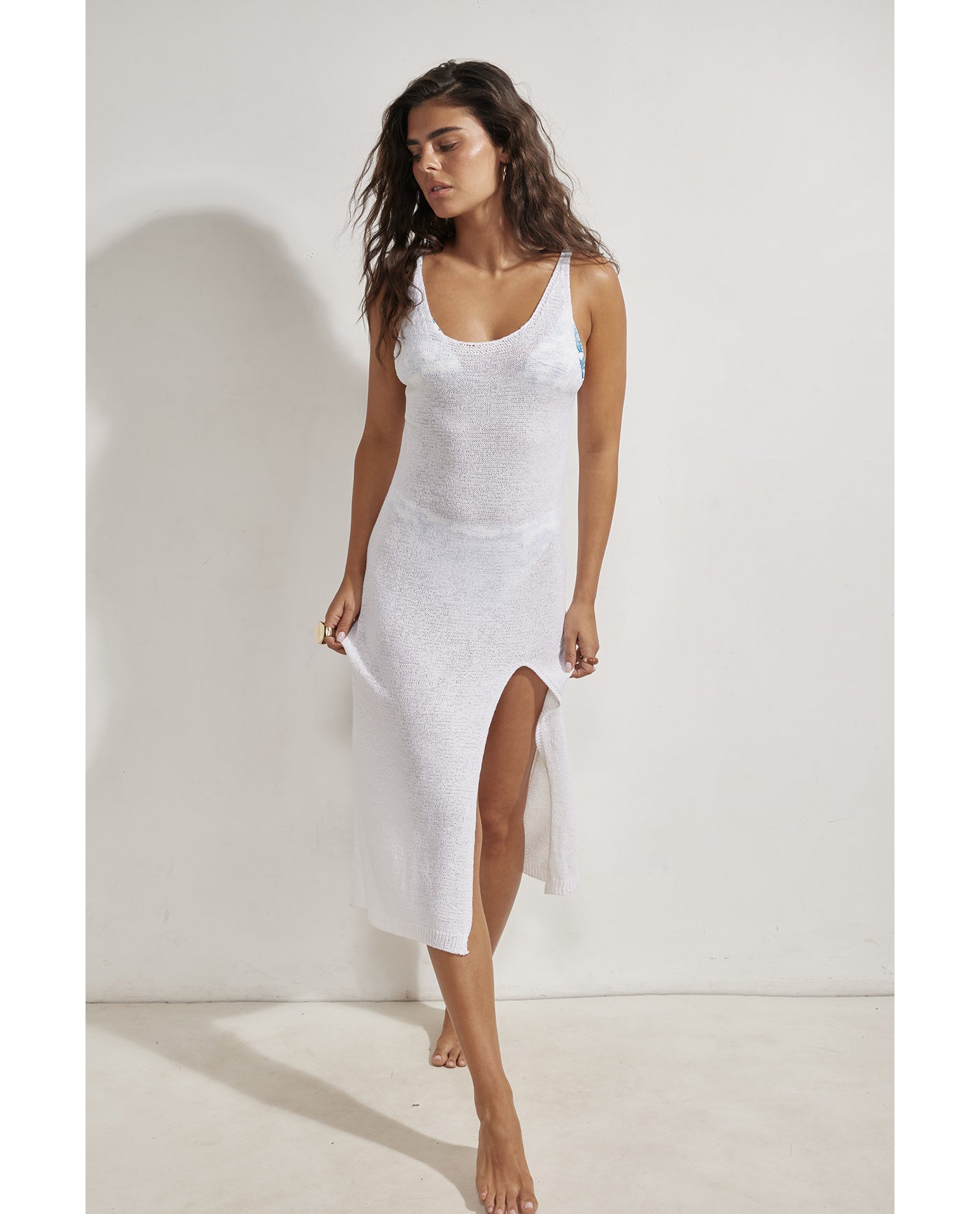 Naama Sleeveless Crochet Dress Cover-Up-White