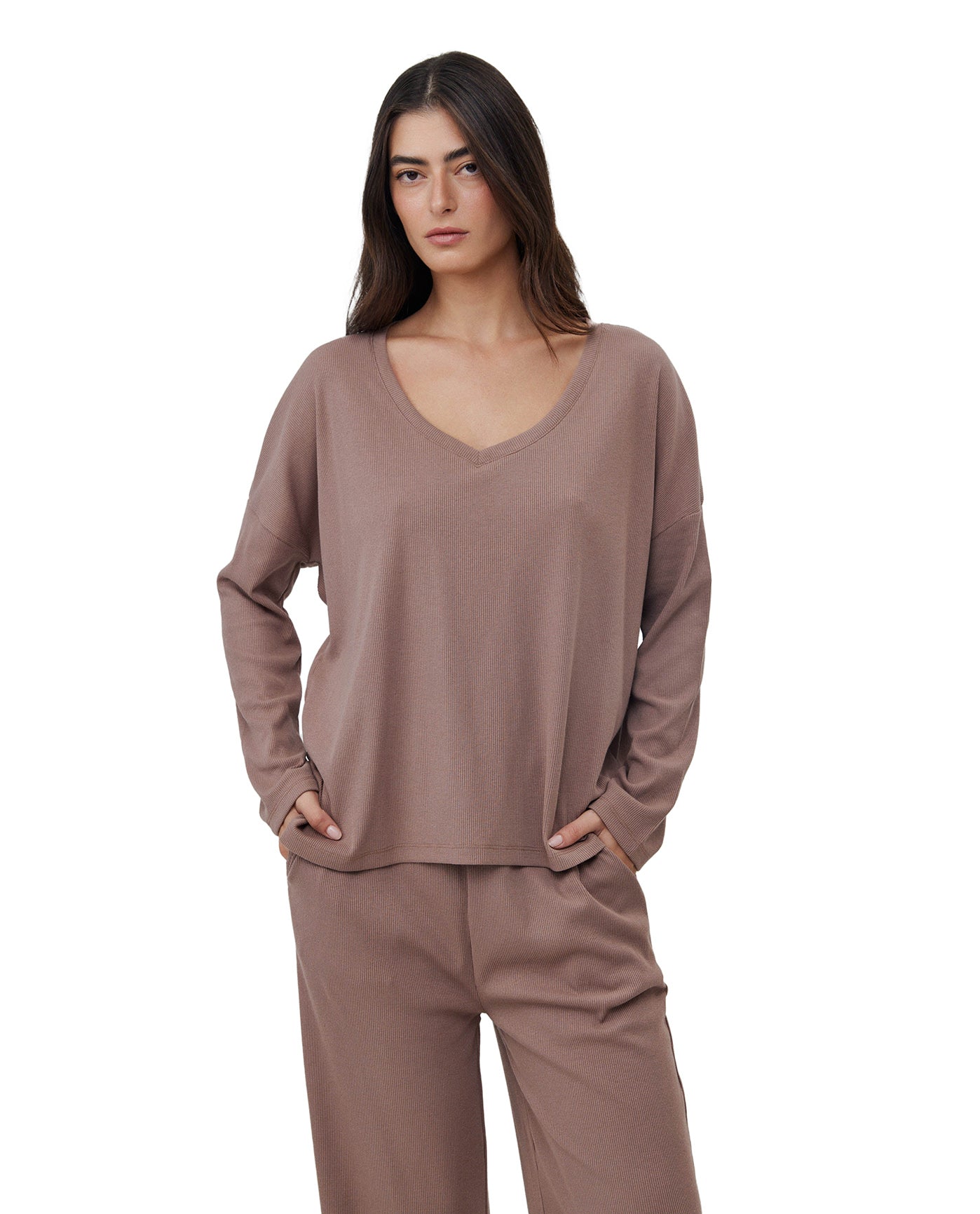 Sandy Days Loungewear Top -Coffee