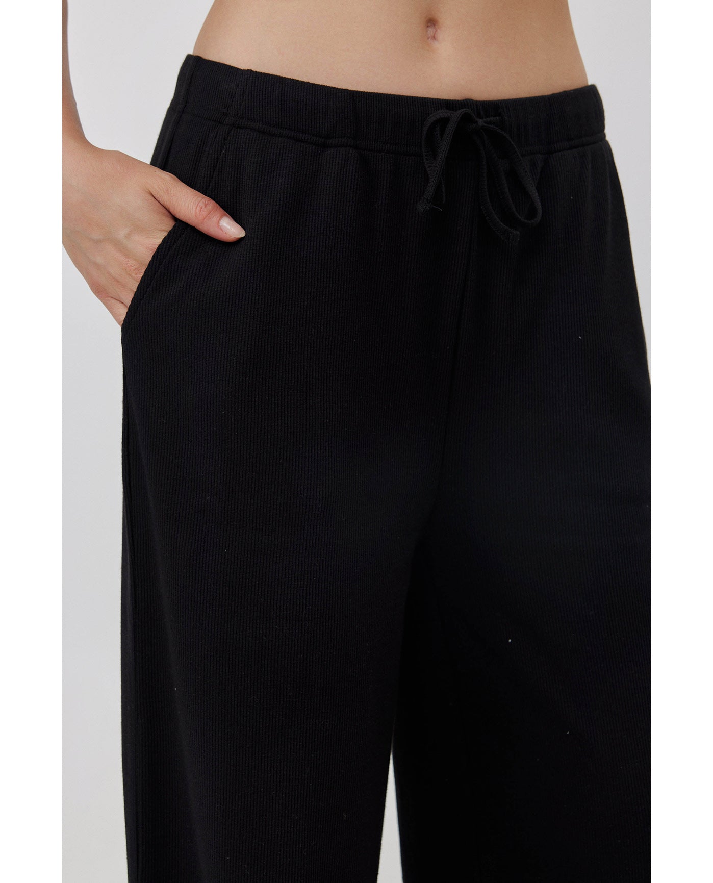 Sandy Days Loungewear Wide Leg Bottoms -Black