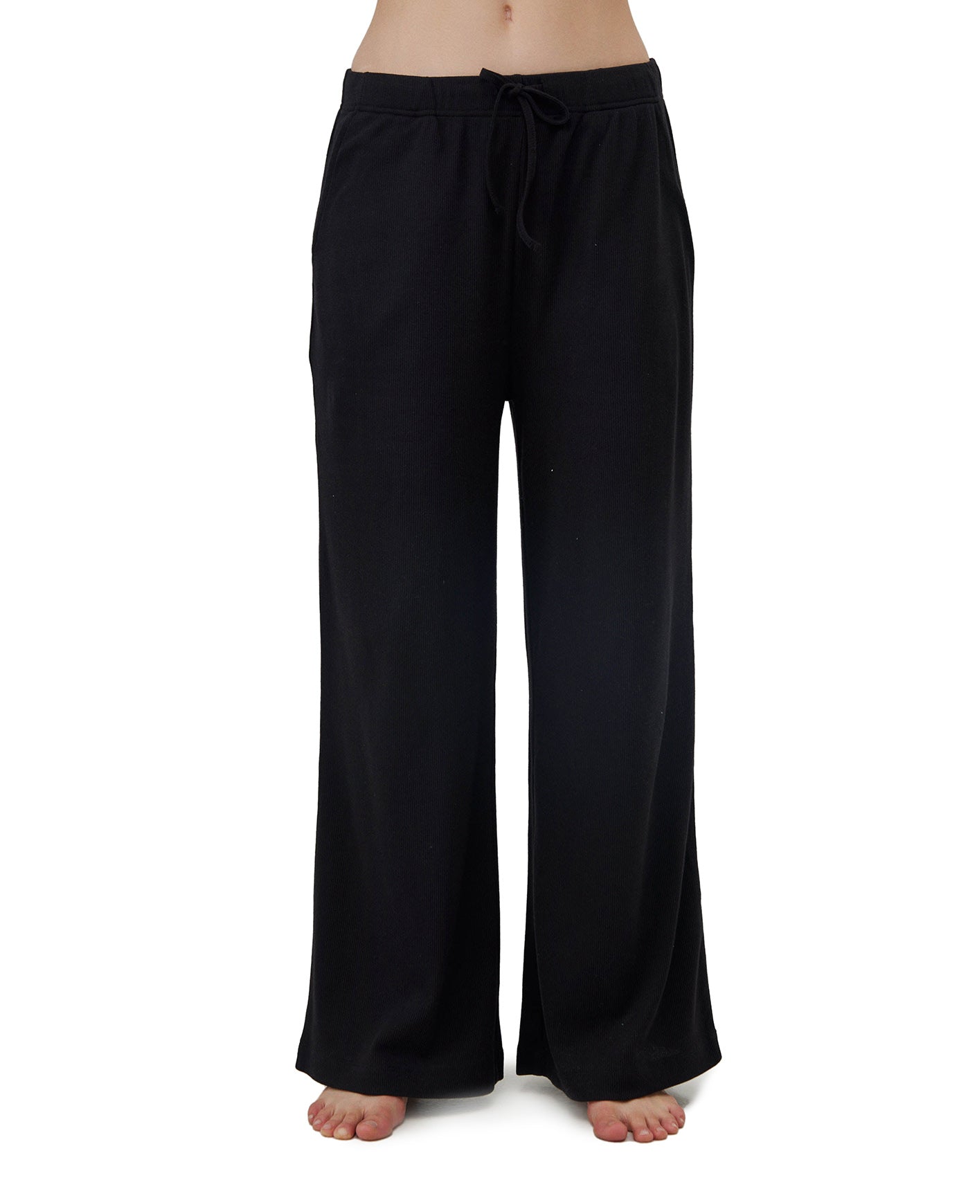 Sandy Days Loungewear Wide Leg Bottoms -Black