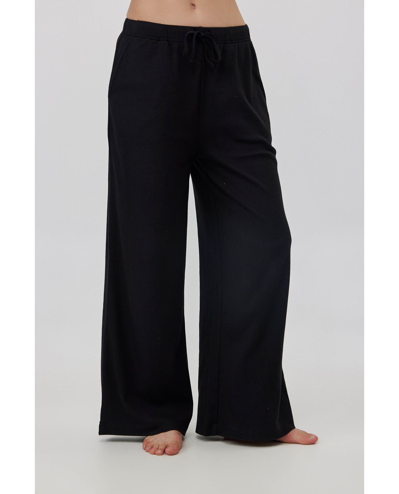 Sandy Days Loungewear Wide Leg Bottoms -Black