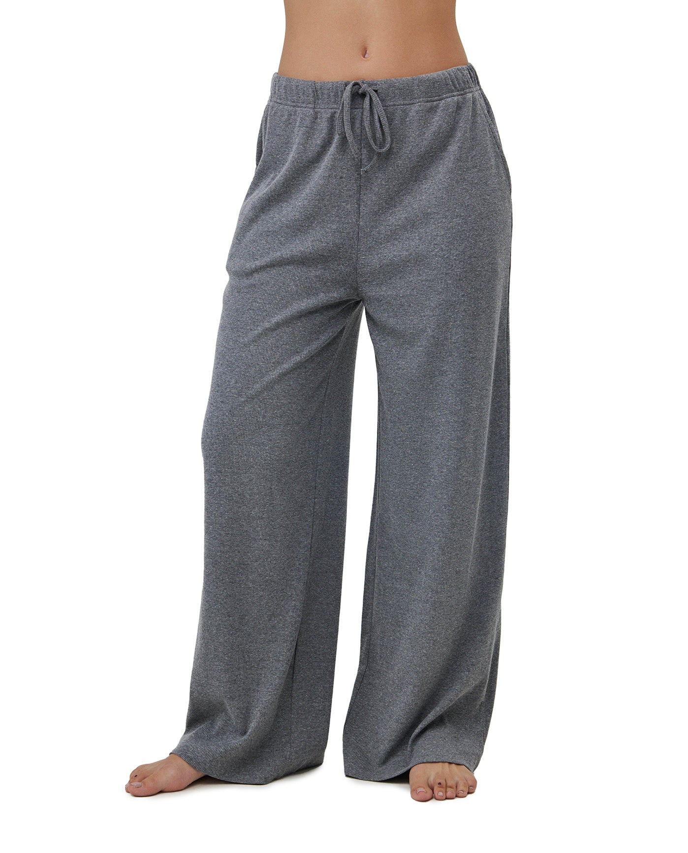 Sandy Days Loungewear Wide Leg Bottoms -Grey