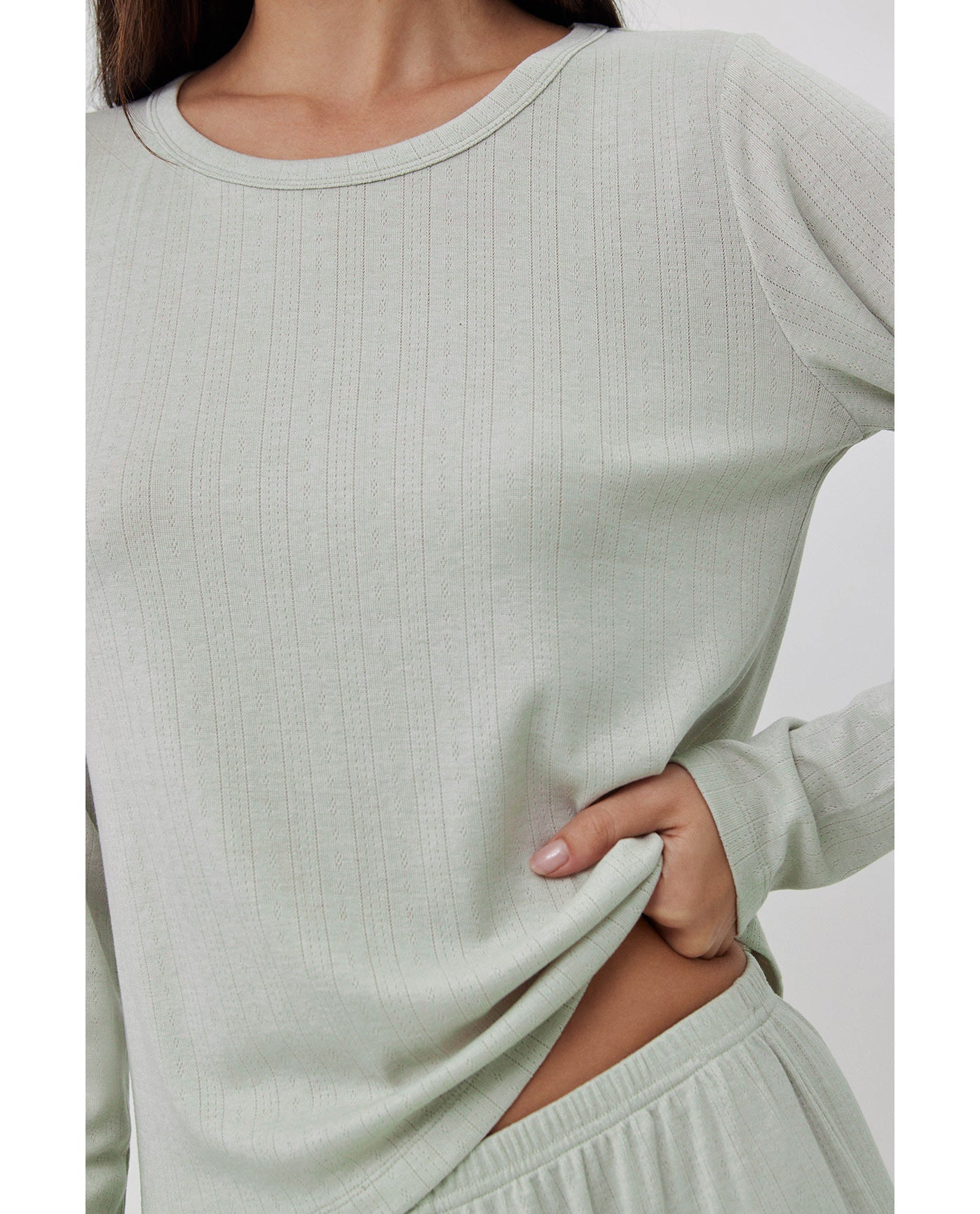 Daydream Pointelle Loungewear Top -Lt green