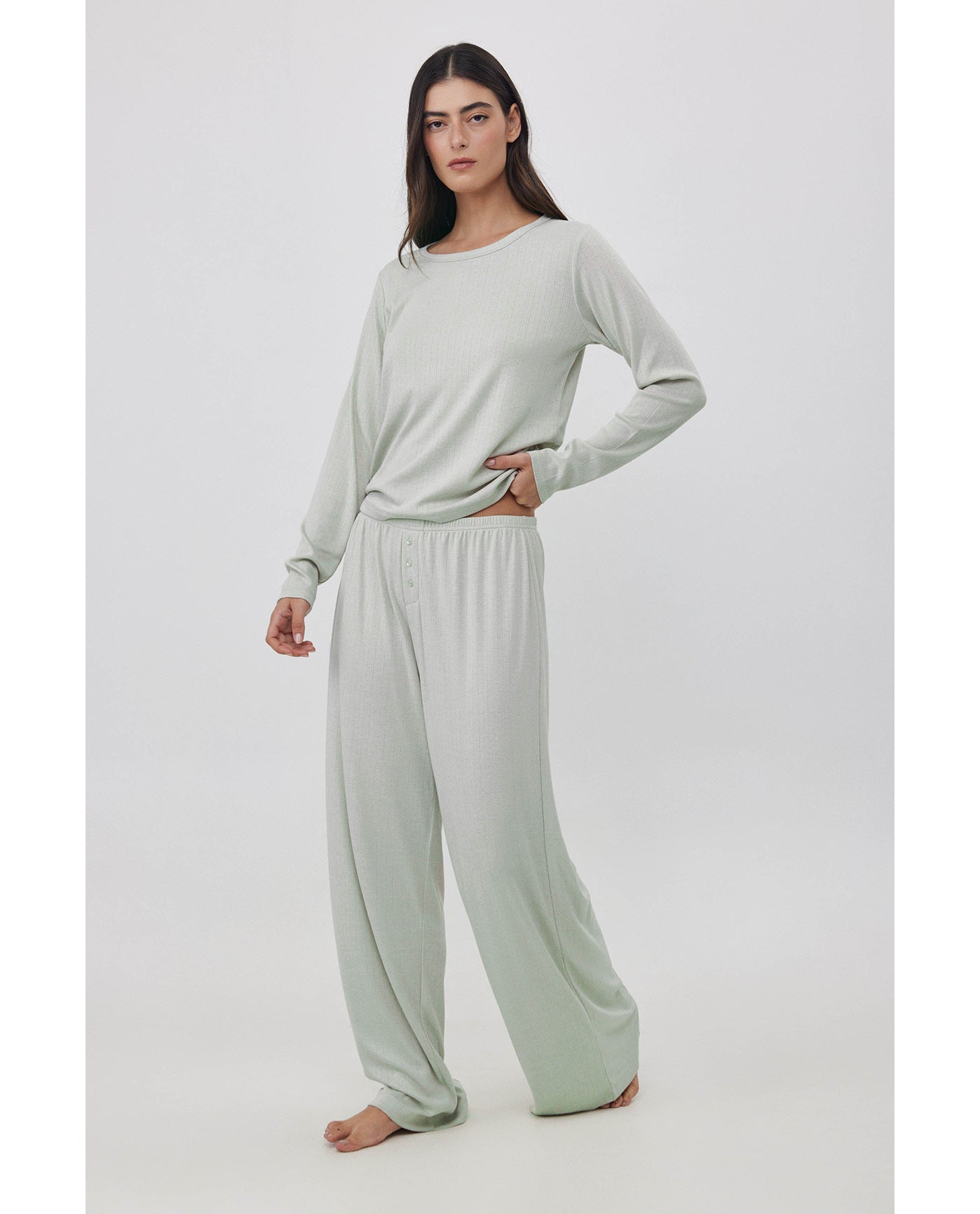 Daydream Pointelle Loungewear Top -Lt green