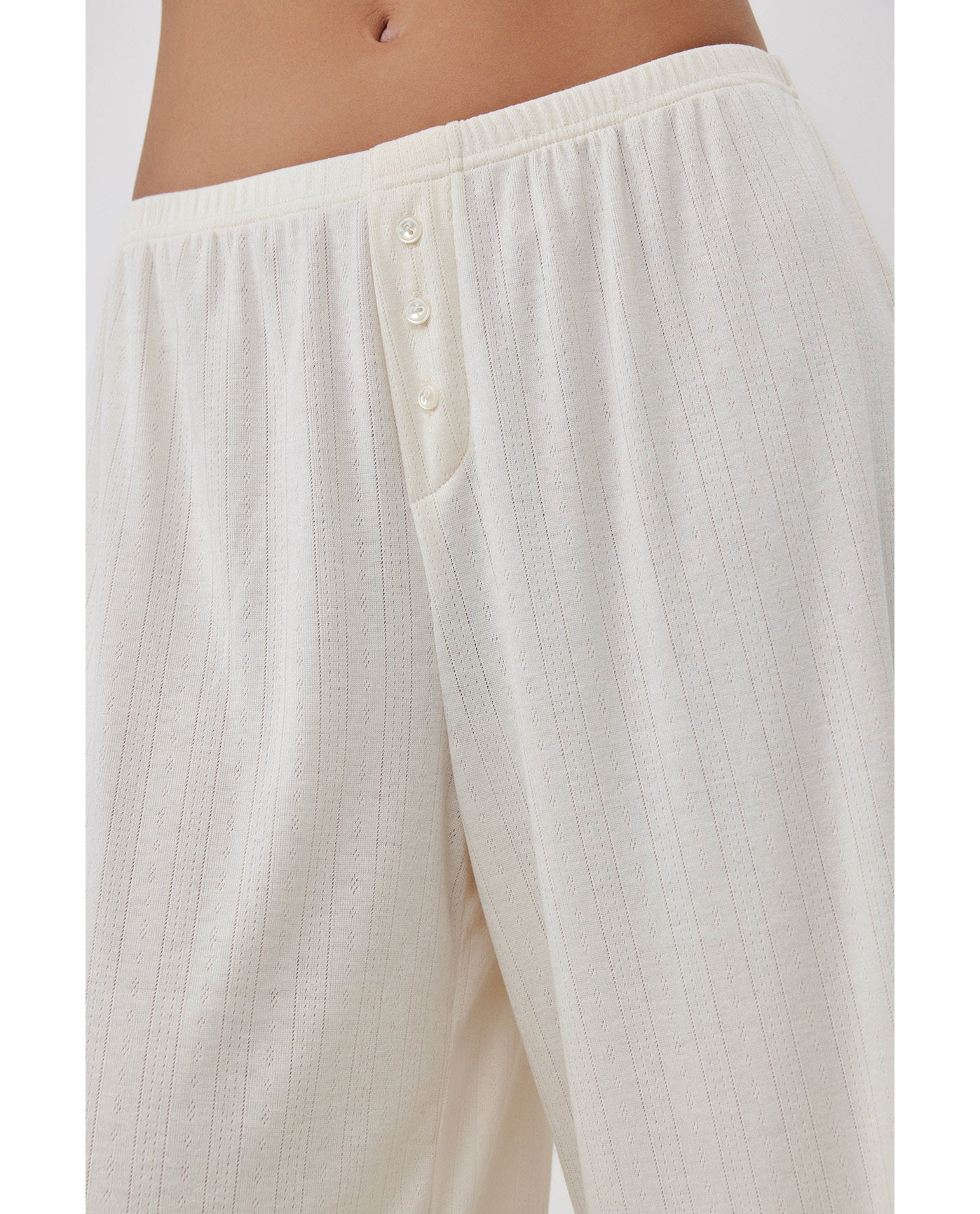 Daydream Pointelle Loungewear Boxer Pants-Cream