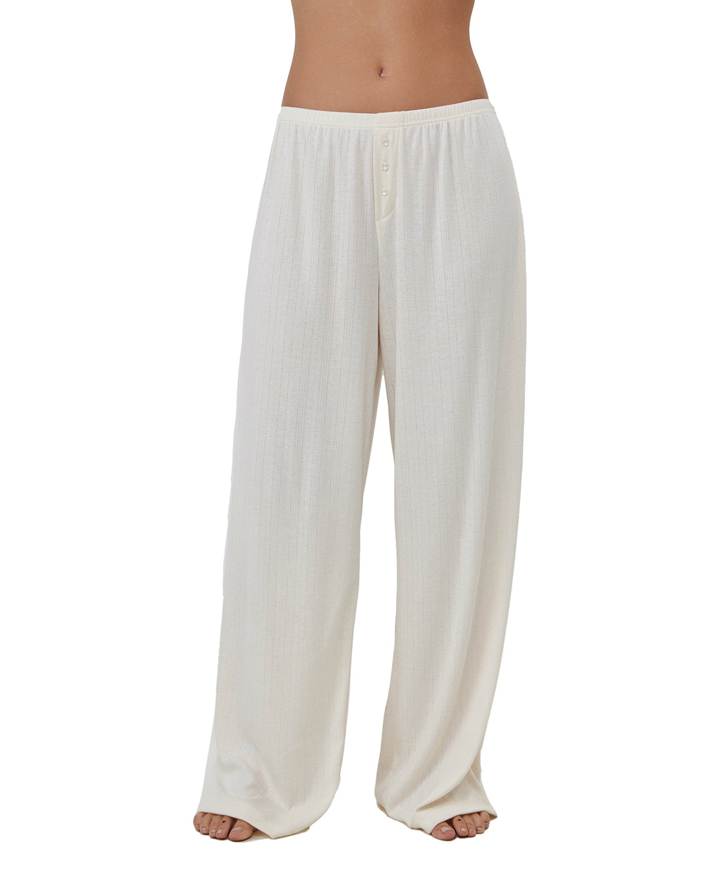 Daydream Pointelle Loungewear Boxer Pants-Cream