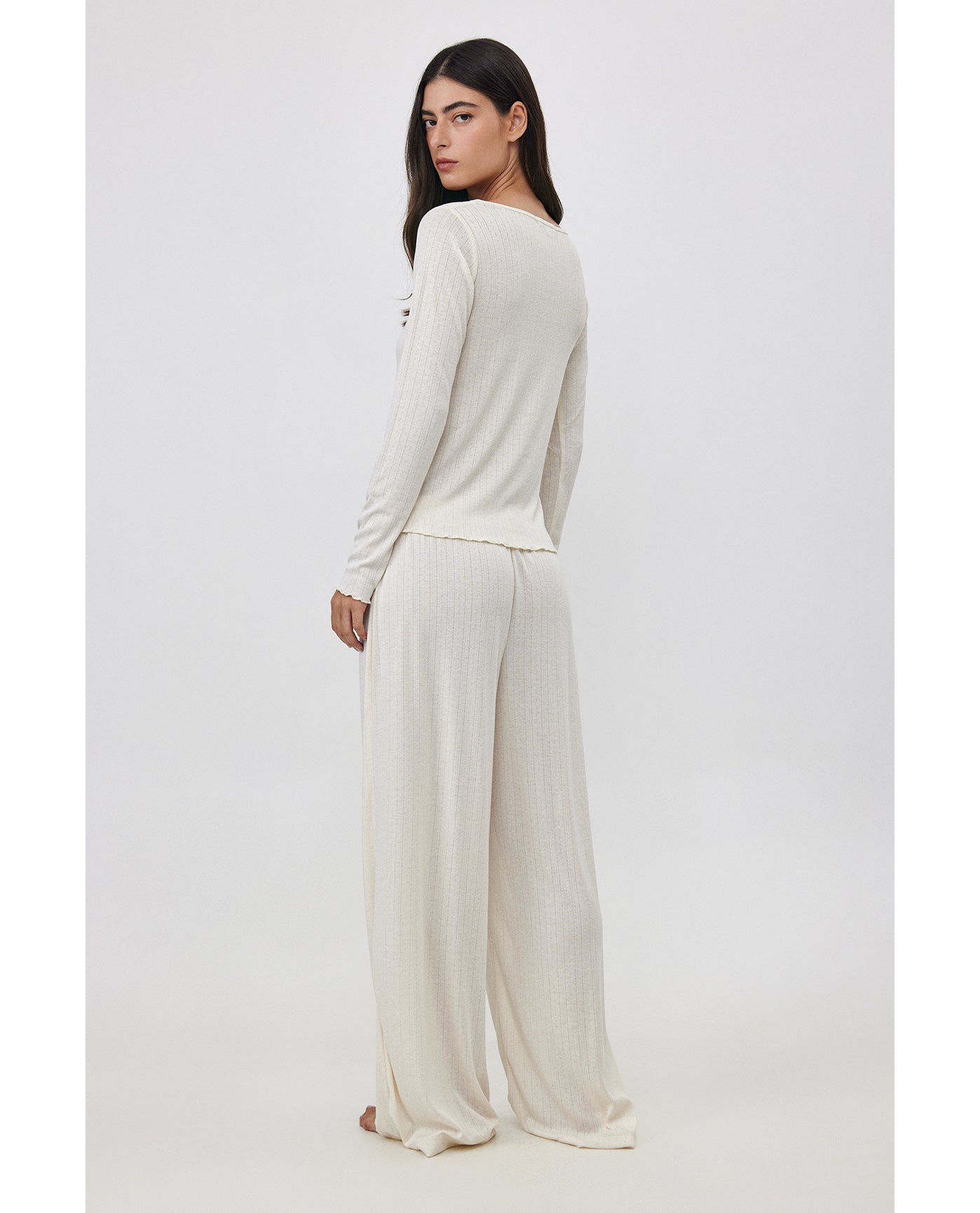 Daydream Pointelle Loungewear Boxer Pants-Cream