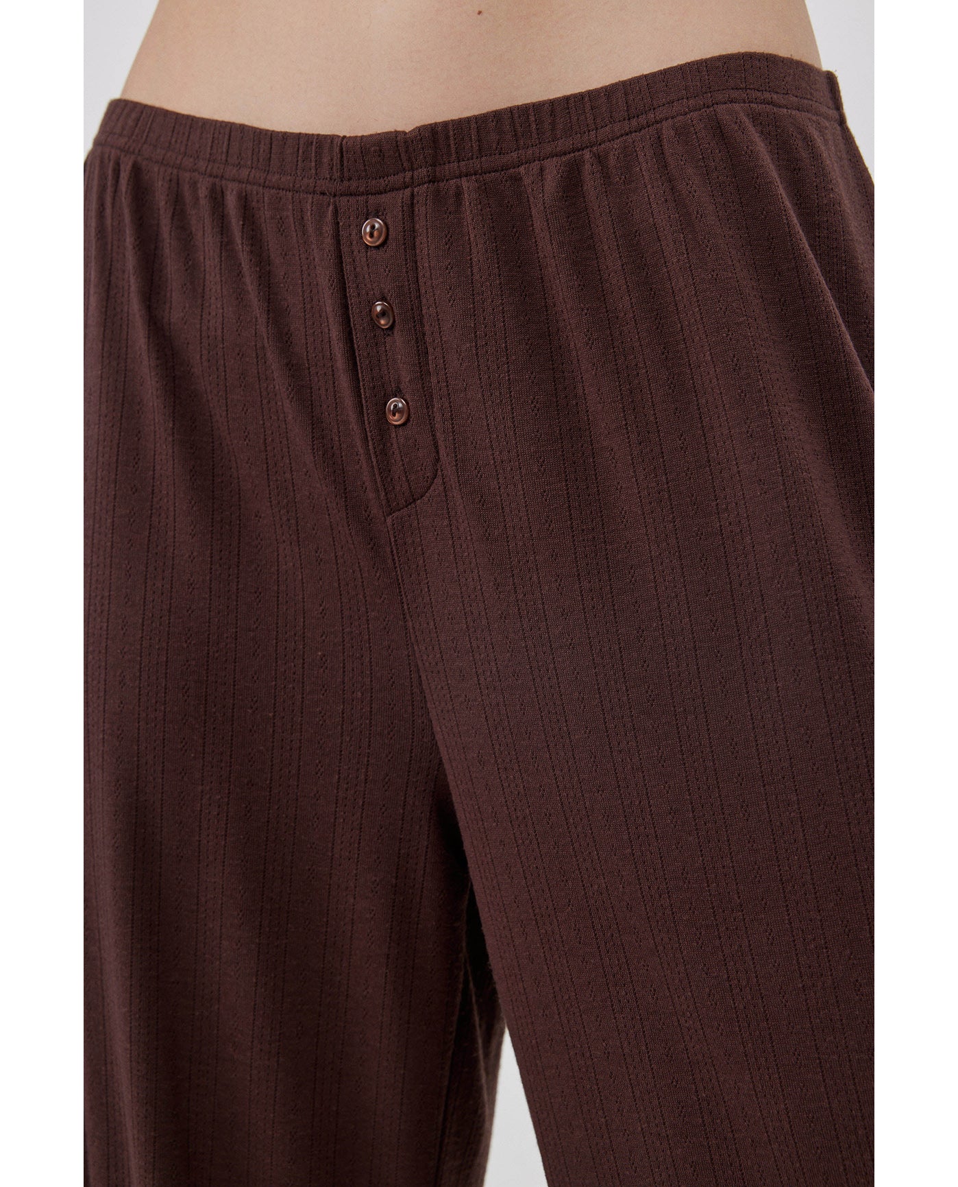 Daydream Pointelle Loungewear Boxer Pants-Brown
