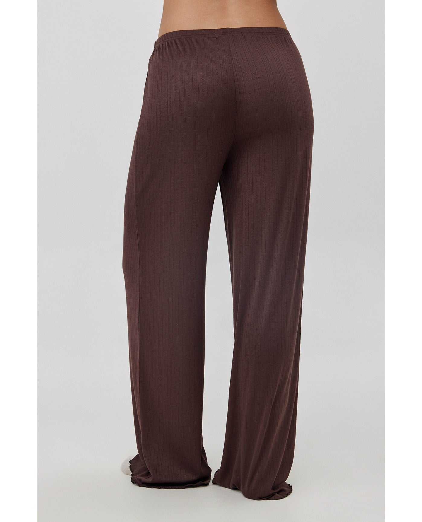 Daydream Pointelle Loungewear Bottoms-Brown