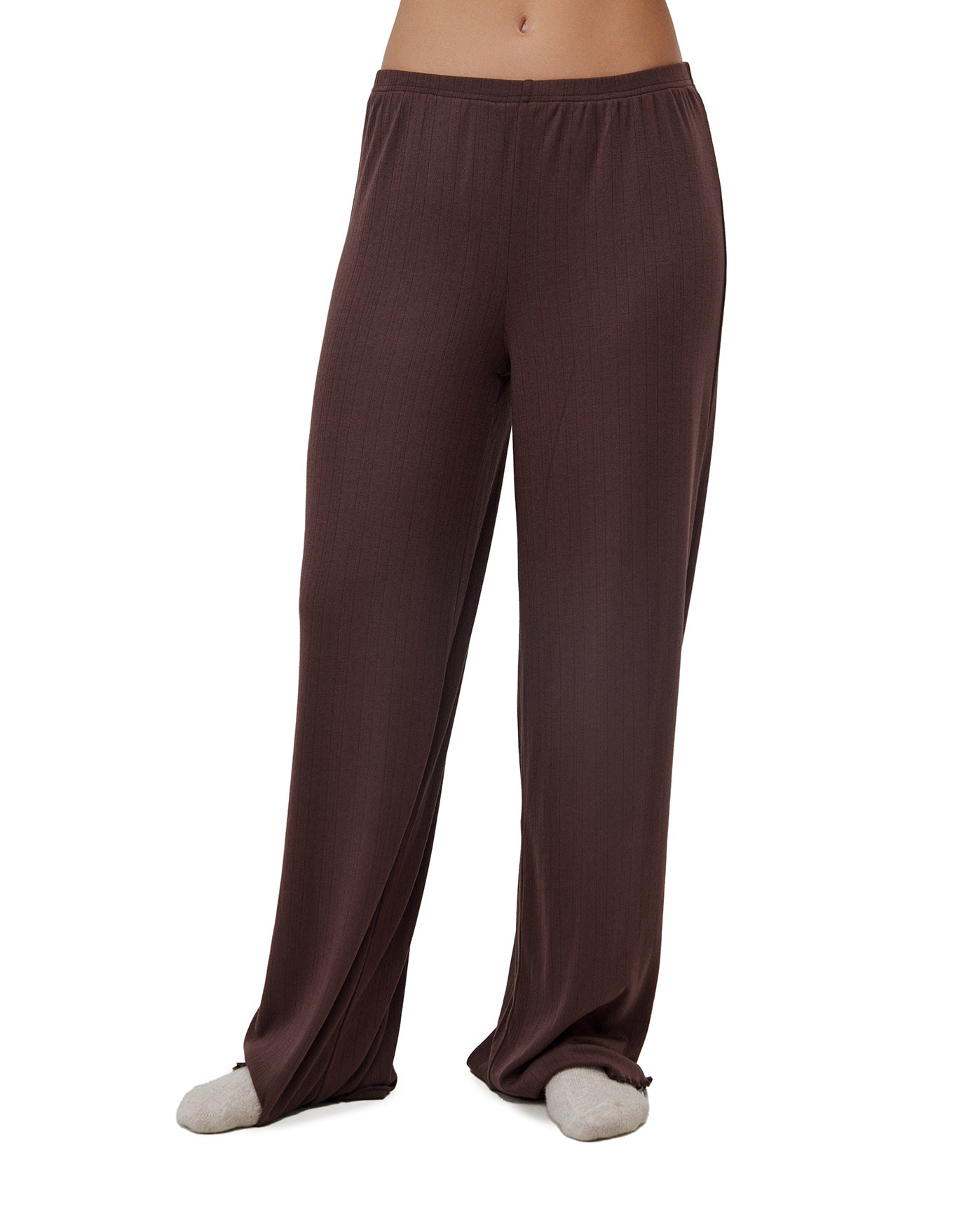 Daydream Pointelle Loungewear Bottoms-Brown