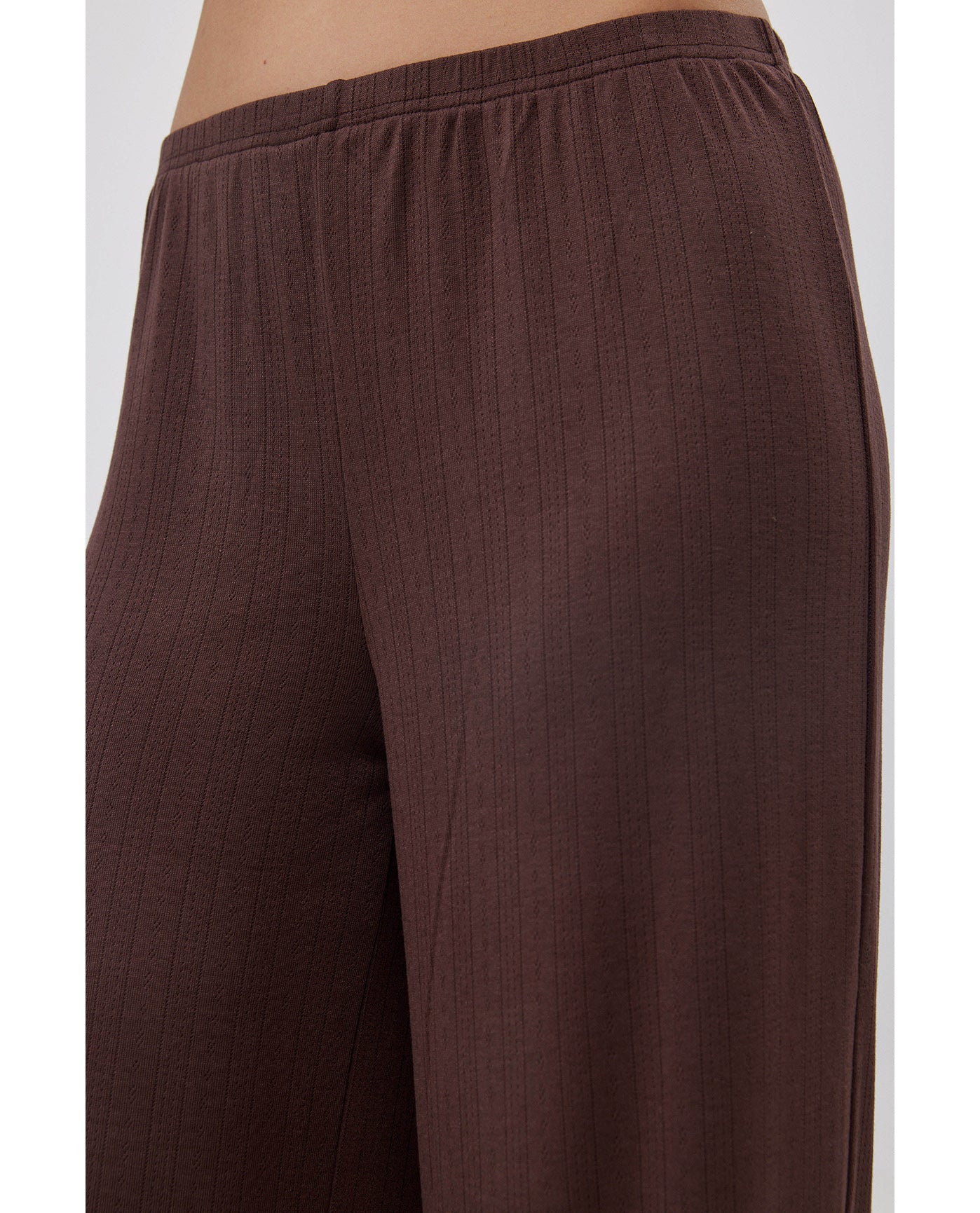 Daydream Pointelle Loungewear Bottoms-Brown