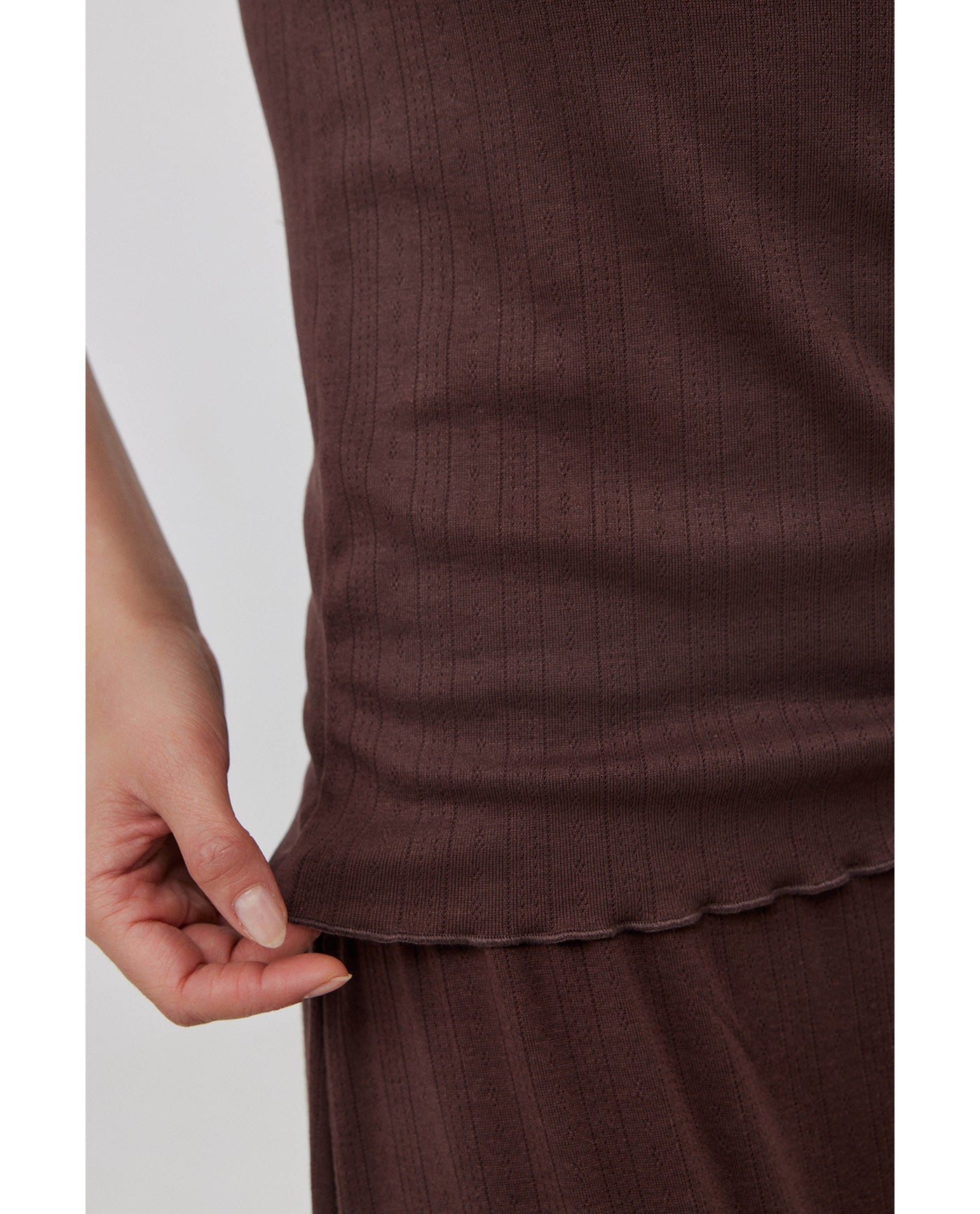 Daydream Pointelle Loungewear Tank Top -Brown