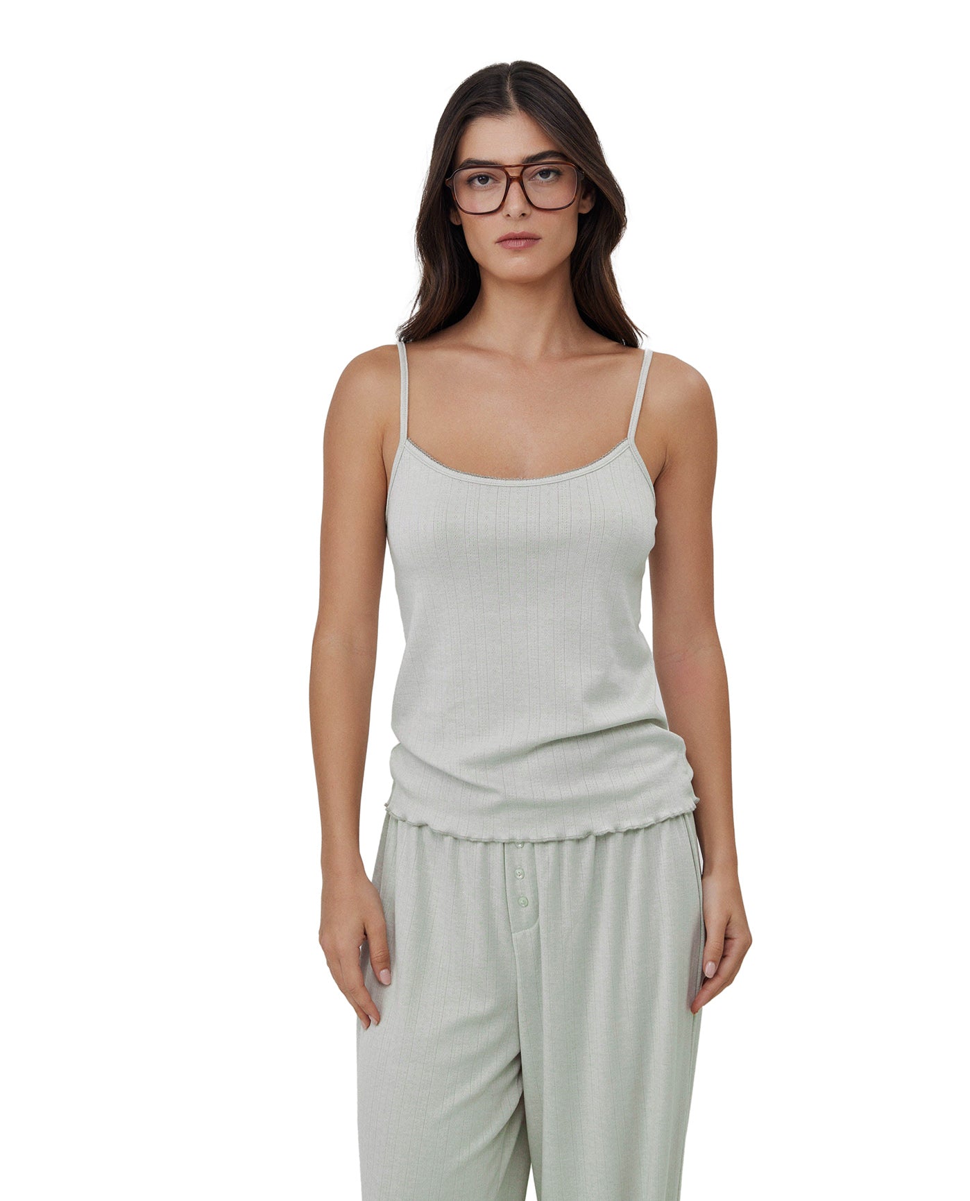 Daydream Pointelle Loungewear Tank Top -Lt green