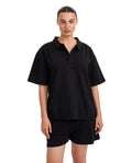 Summer Lounge Cotton Polo T Shirt-Black