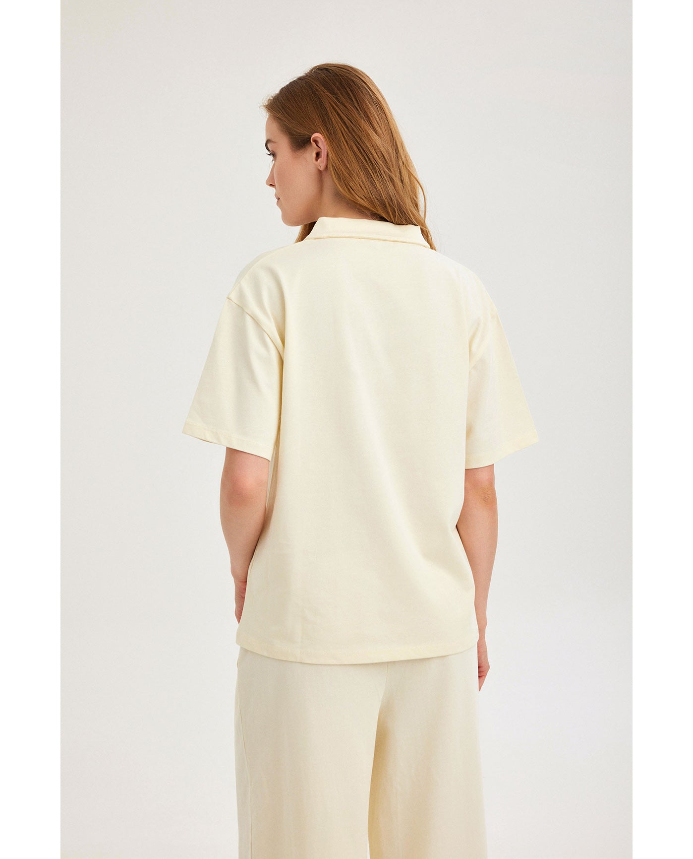 Summer Lounge Cotton Polo T Shirt-Ivory