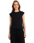 Summer Lounge Cotton Sleeveless Top-Black