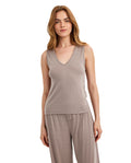 Summer Lounge V-Neck Pointelle Tank Top-Mink