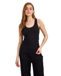 Summer Lounge Ribbed Racerback Tank Top-Black
