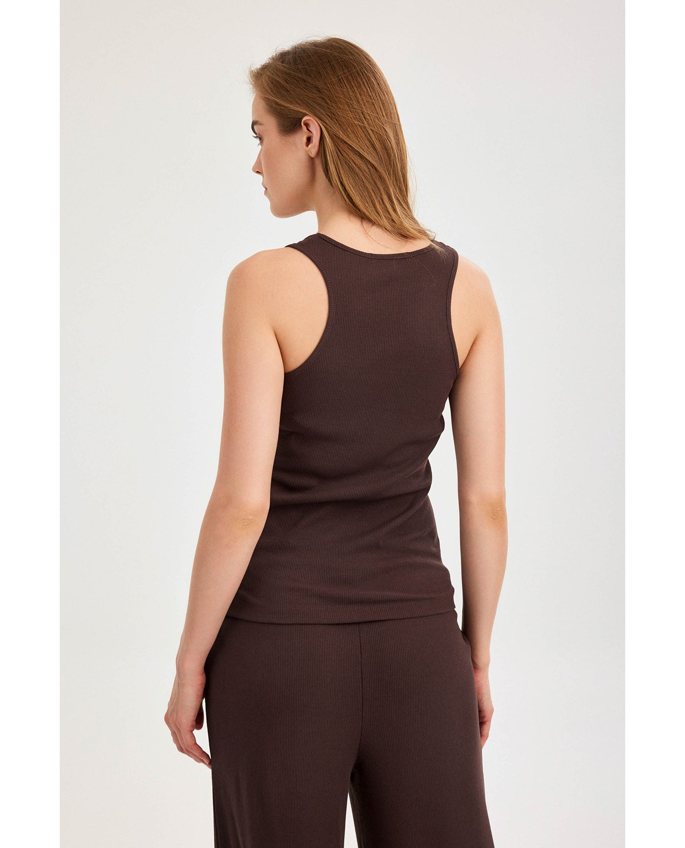 Gottex Beach LifeSummer Lounge Ribbed Racerback Tank Top-BrownLoungewear