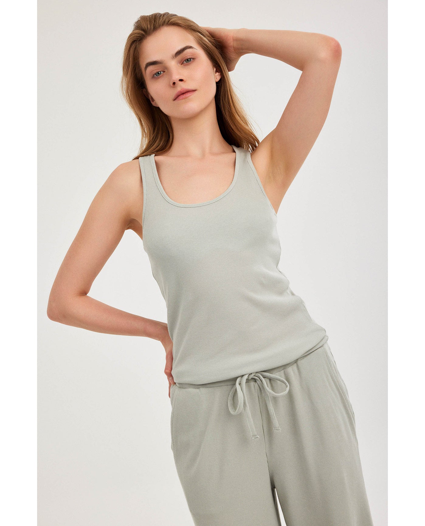 Gottex Beach LifeSummer Lounge Ribbed Racerback Tank Top-MintLoungewear