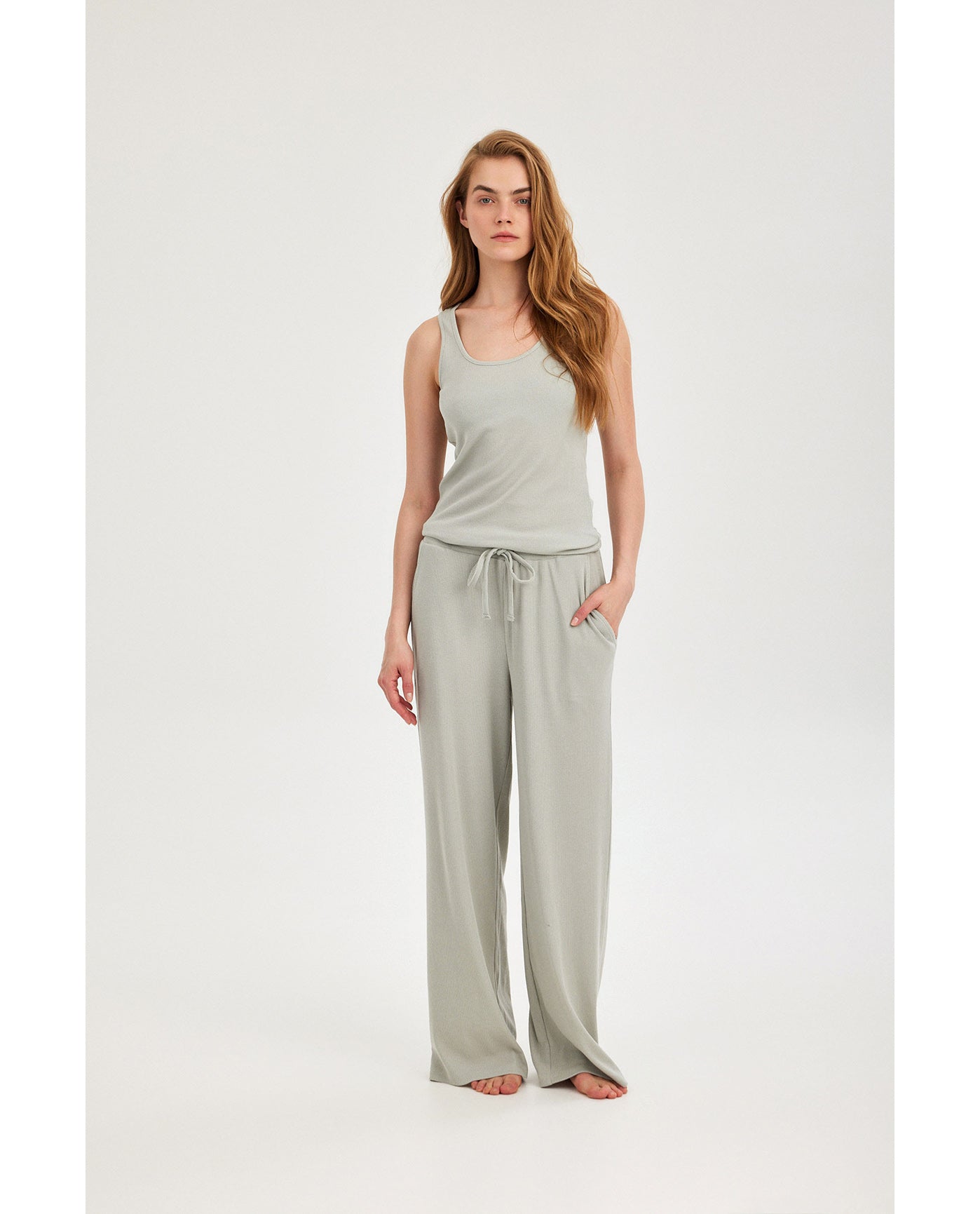 Gottex Beach LifeSummer Lounge Ribbed Racerback Tank Top-MintLoungewear