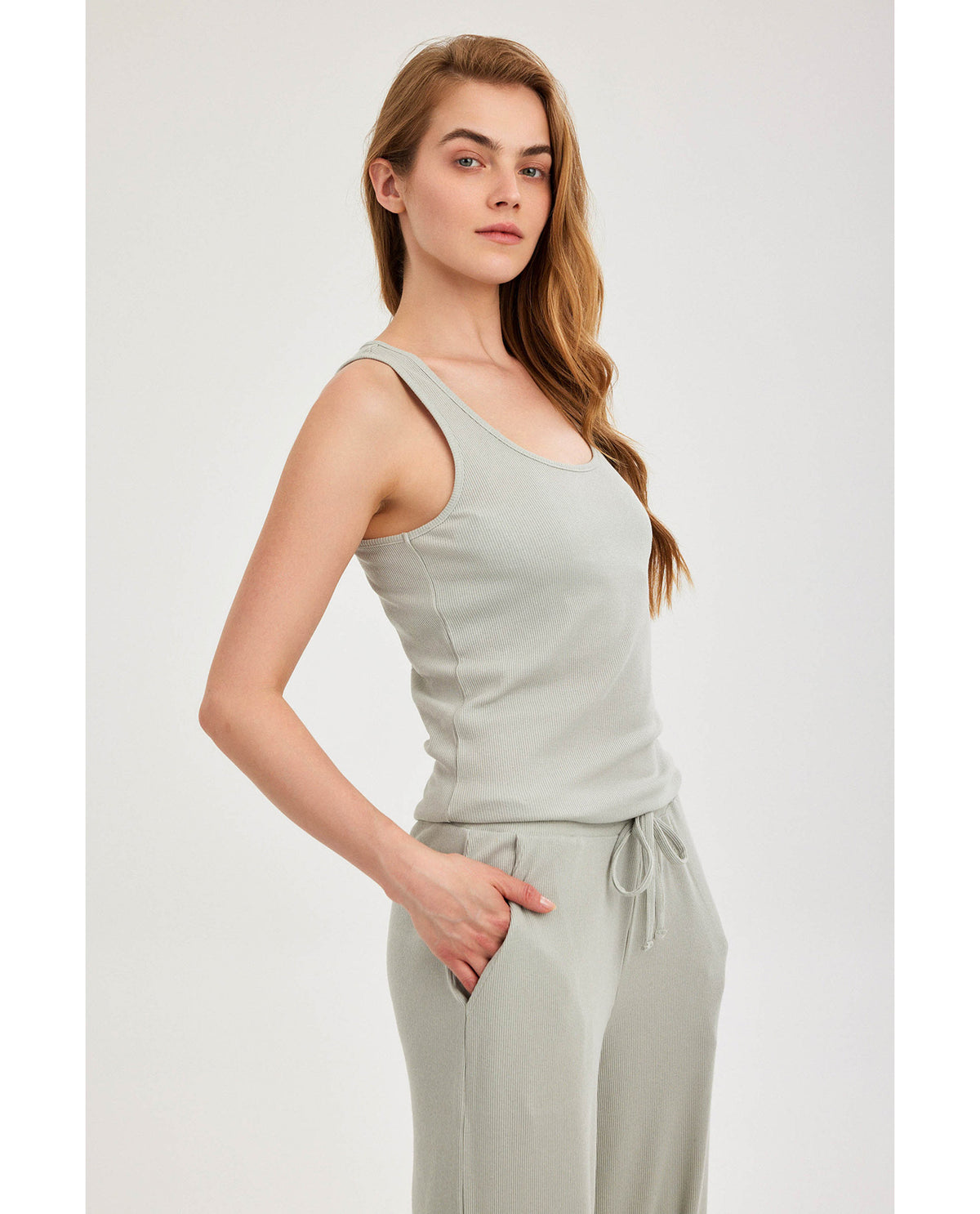 Gottex Beach LifeSummer Lounge Ribbed Racerback Tank Top-MintLoungewear