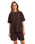 Summer Lounge Ribbed T Shirt-Brown