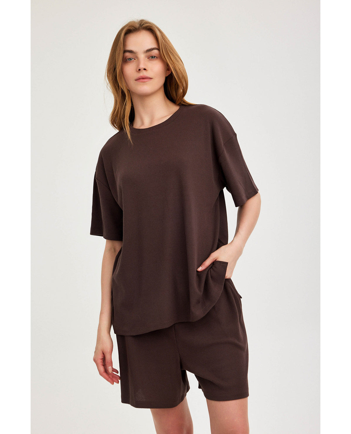 Gottex Beach LifeSummer Lounge Ribbed T Shirt-BrownLoungewear