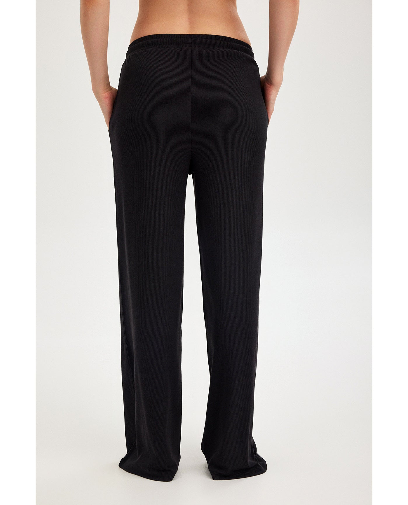 Gottex Beach LifeSummer Lounge Ribbed Wide Leg Pant-BlackLoungewear