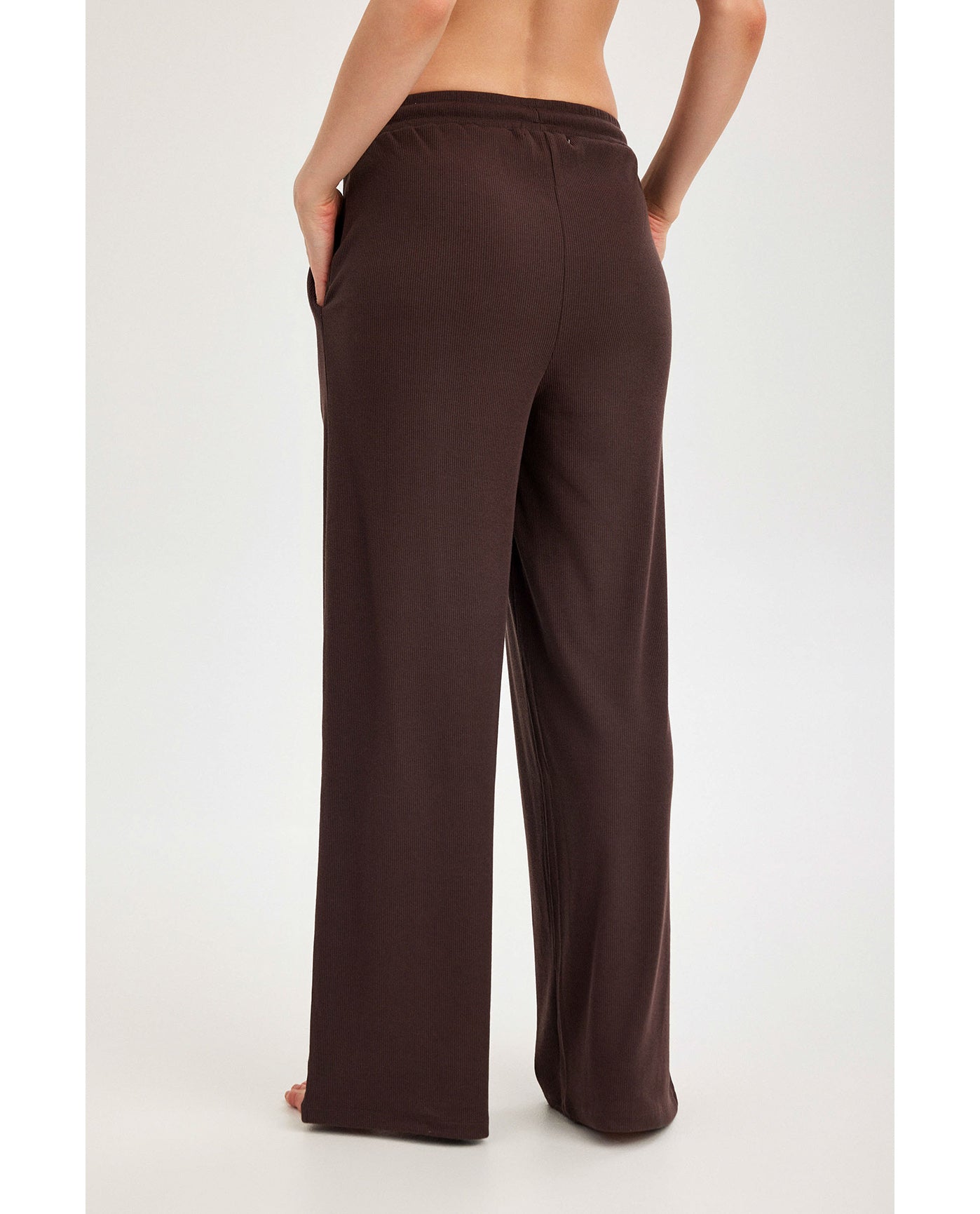Gottex Beach LifeSummer Lounge Ribbed Wide Leg Pant-BrownLoungewear