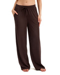 Summer Lounge Ribbed Wide Leg Pant-Brown