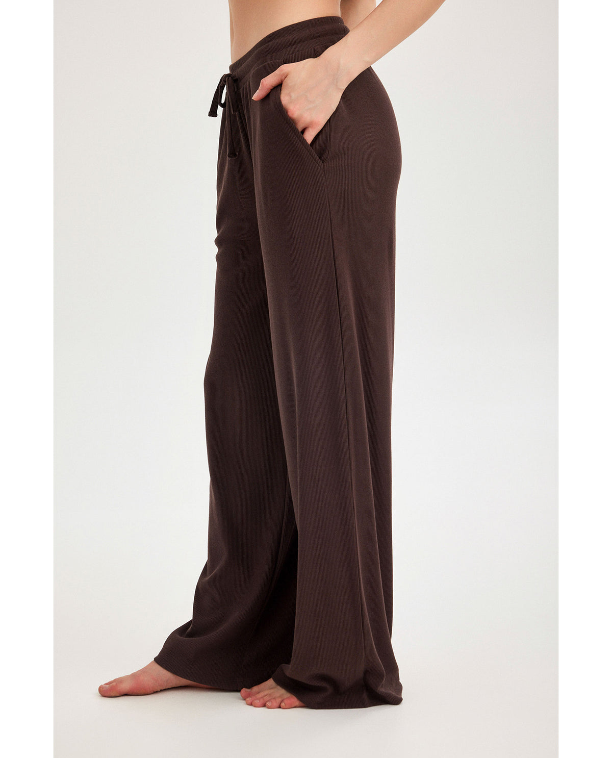 Gottex Beach LifeSummer Lounge Ribbed Wide Leg Pant-BrownLoungewear
