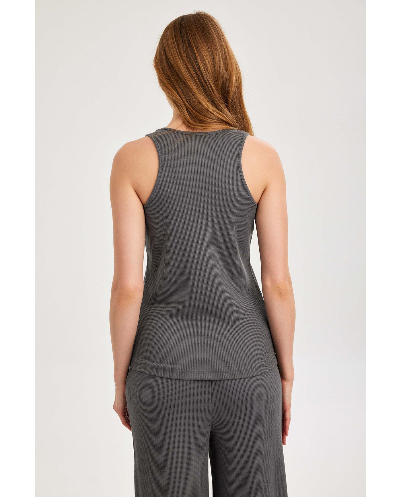 Gottex Beach LifeSummer Lounge Waffle Racerback Tank Top-Dark GreyLoungewear