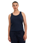Summer Lounge Waffle Racerback Tank Top-Navy