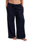 Summer Lounge Waffle Wide Leg Pant-Navy