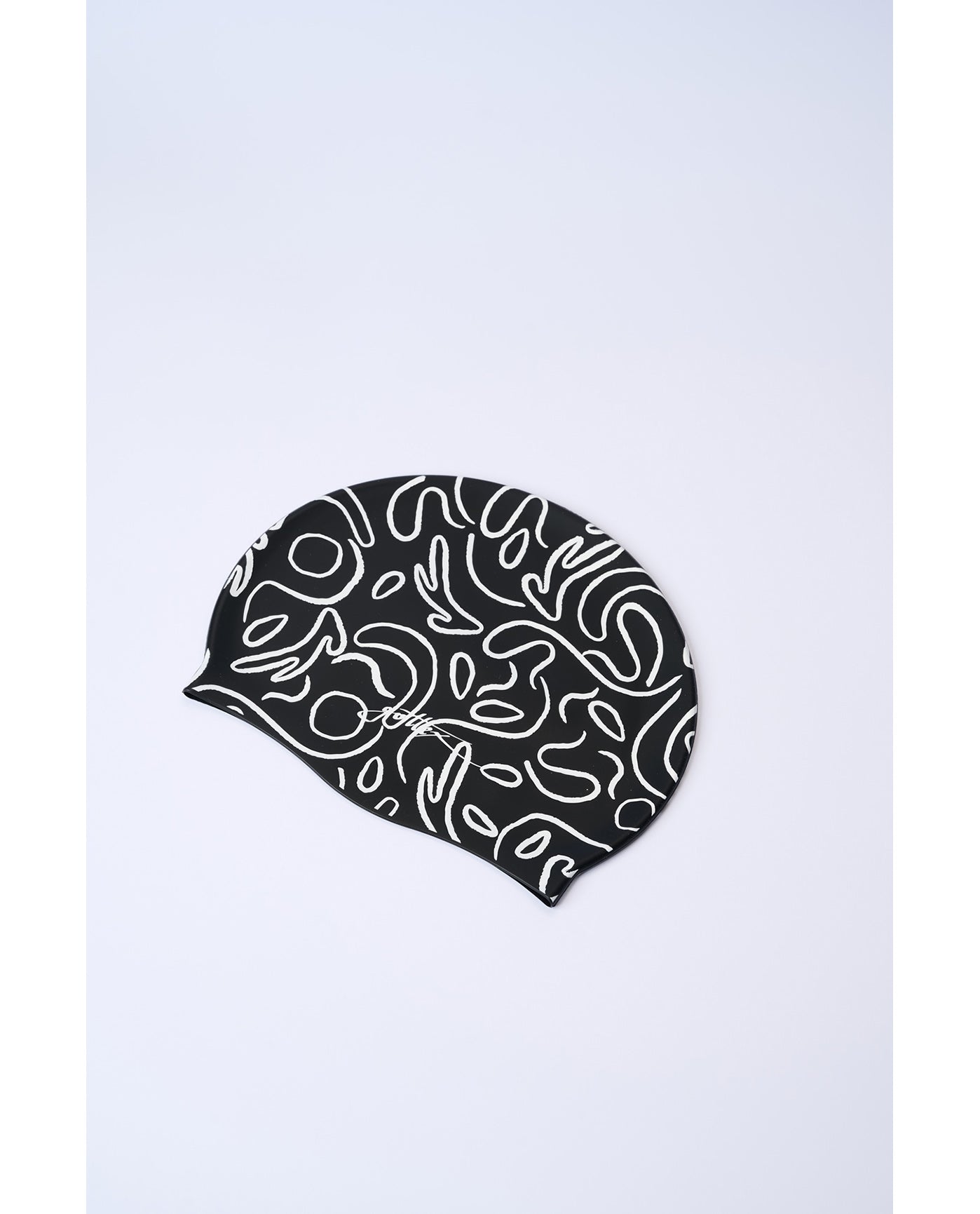 Artsy Chic Swim Cap-Blk/wh