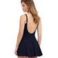 Back View Of Profile By Gottex California Girl Round Neck Belted Swimdress | PROFILE CALIFORNIA GIRL BLACK
