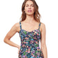 Front View Of Profile By Gottex Flora D-Cup Underwire Tankini Top | PROFILE FLORA BLACK