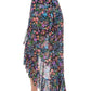 Back View Of Profile By Gottex Flora Ruffled High Low Mesh Cover Up Wrap Skirt | PROFILE FLORA BLACK
