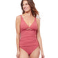 Front View Of Profile By Gottex Unchain My Heart D-Cup Plunge V-Neck One Piece Swimsuit | PROFILE UNCHAIN MY HEART LIGHT MAHOGANY