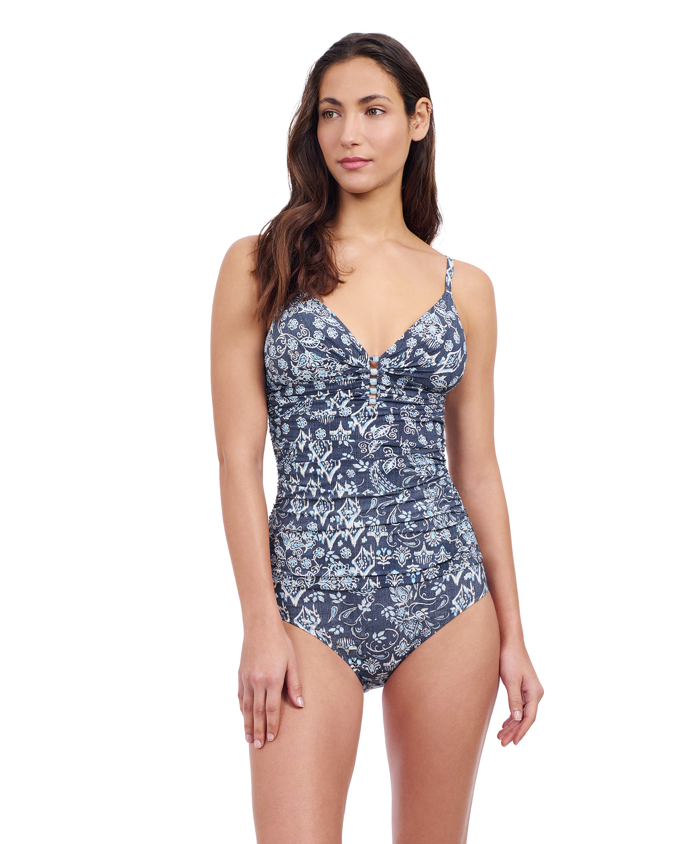 Profile By Gottex Flores V-Neck Shirred Tankini Top