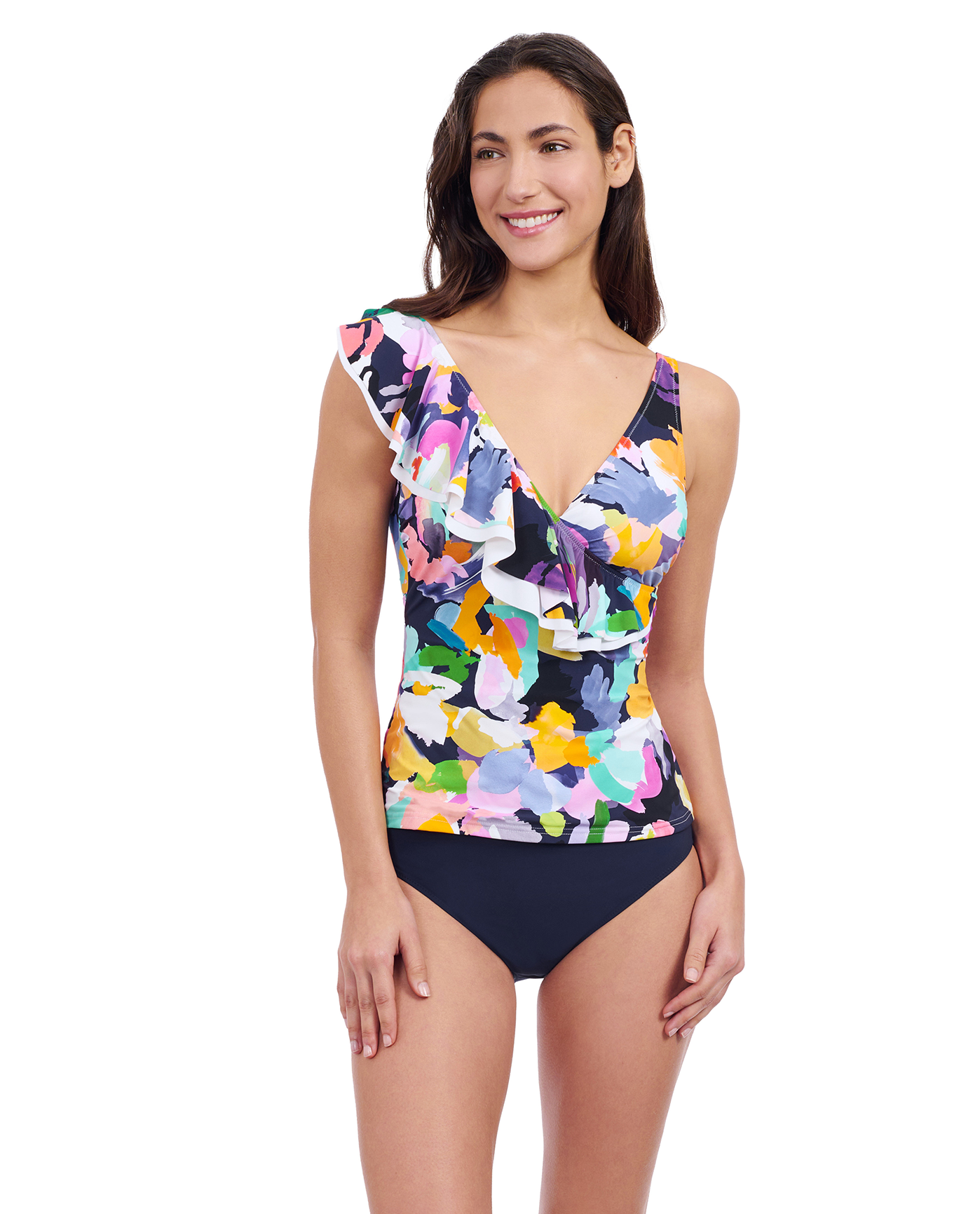 Profile By Gottex Holi Ruffle V-Neck Surplice Tankini Top | Profile Holi Multi