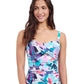 Front View of Profile By Gottex Holi D-Cup Crisscross Underwire Tankini Top | PROFILE HOLI BLUE