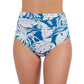 Front View of Profile By Gottex Malaya Shirred High Waist Tankini Bottom | PROFILE MALAYA TEAL AND WHITE